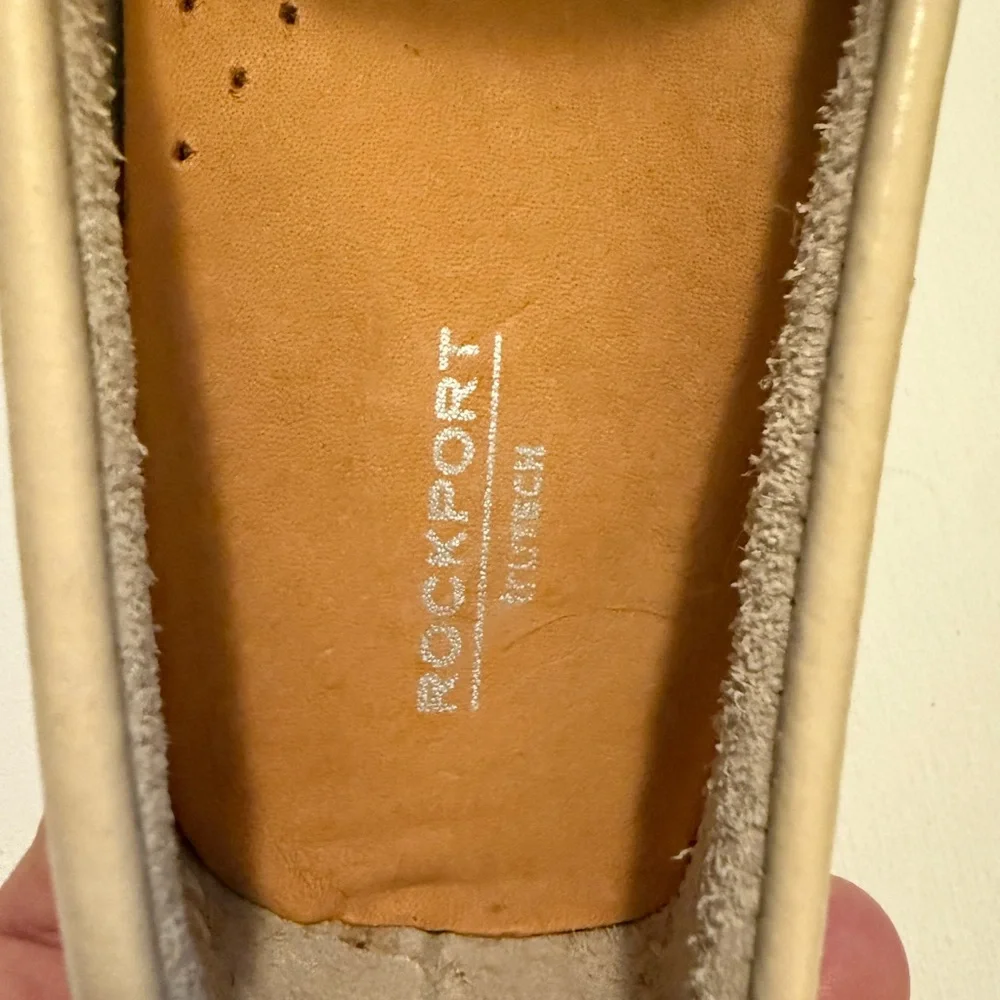 Rockport Bayview Ring Loafer Cream Pebbled Leather Driving Mocs CI7416 Womens 9W